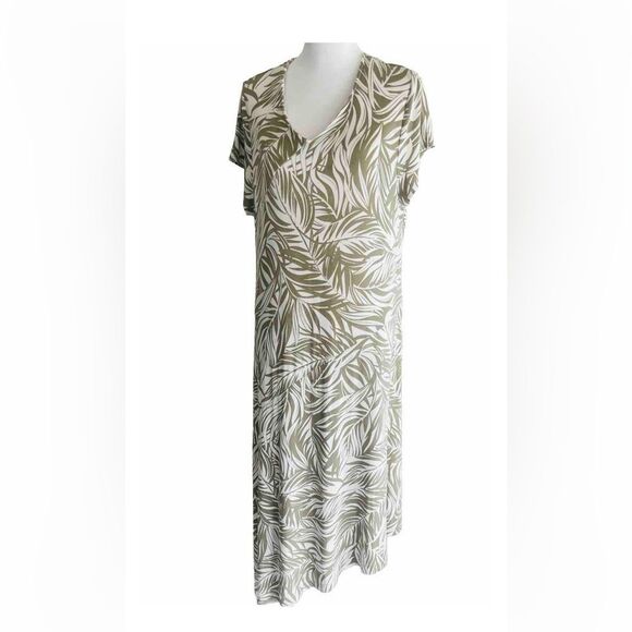 Chico’s Travelers maxi Dress Tropical print Green Wrinkle Free comfy Women’s L - Picture 5 of 8